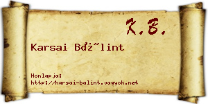 Karsai Bálint névjegykártya